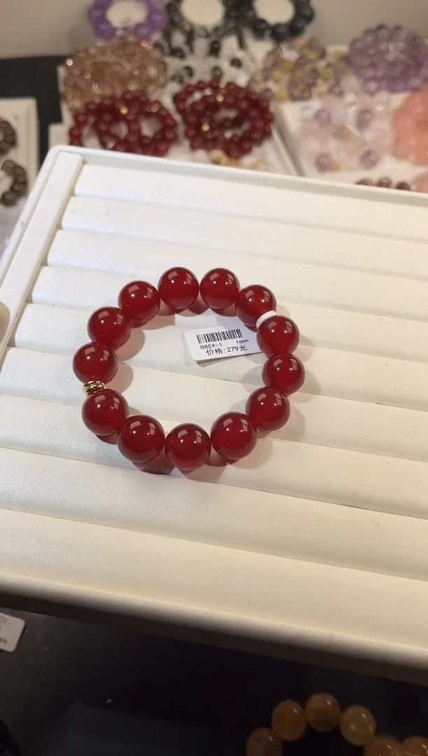 未镶嵌手链水晶多样性发一红玛16mm