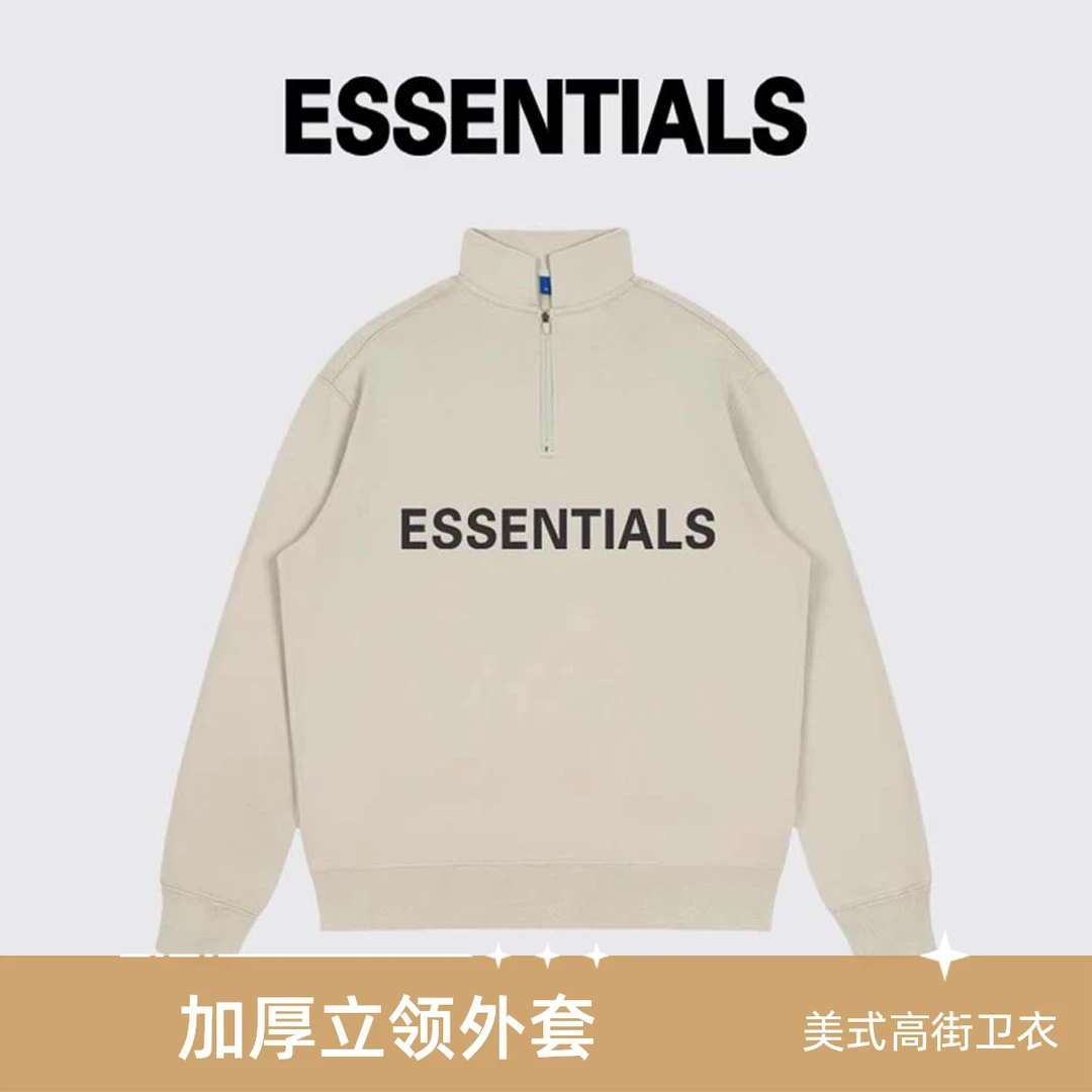 ESSENTIALS卫衣FOG半拉链情侣秋冬美式高街休闲加厚立领上衣外套