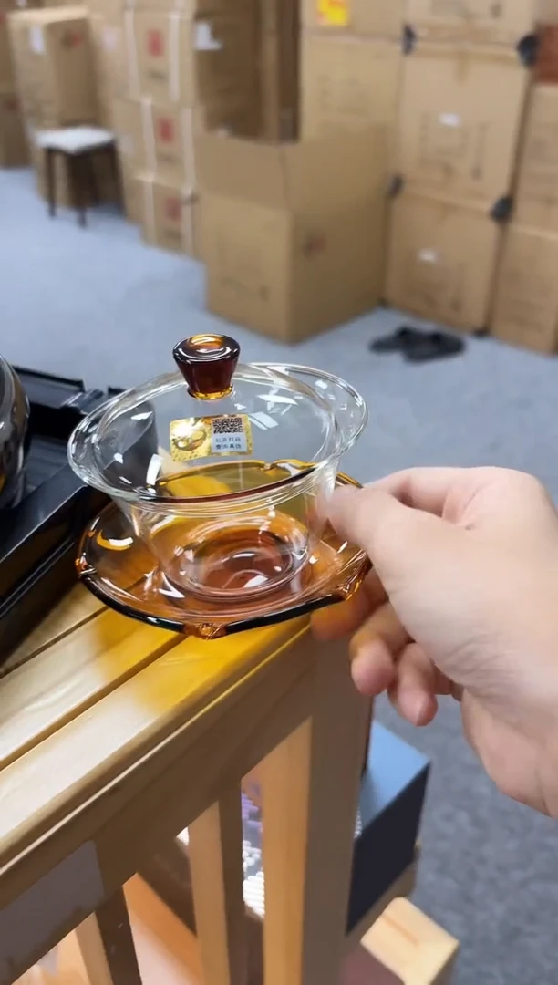 孤品包装瑕疵-禾器-荷叶盖碗-琥珀色
