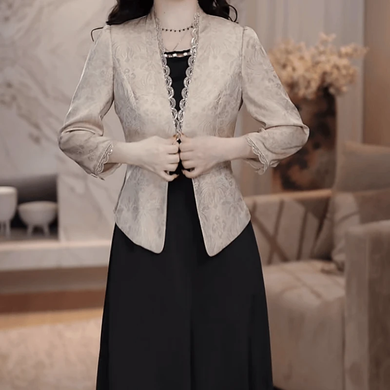 A333【外套+连衣裙】2025早秋新款高端轻奢时尚优雅气质收腰套装