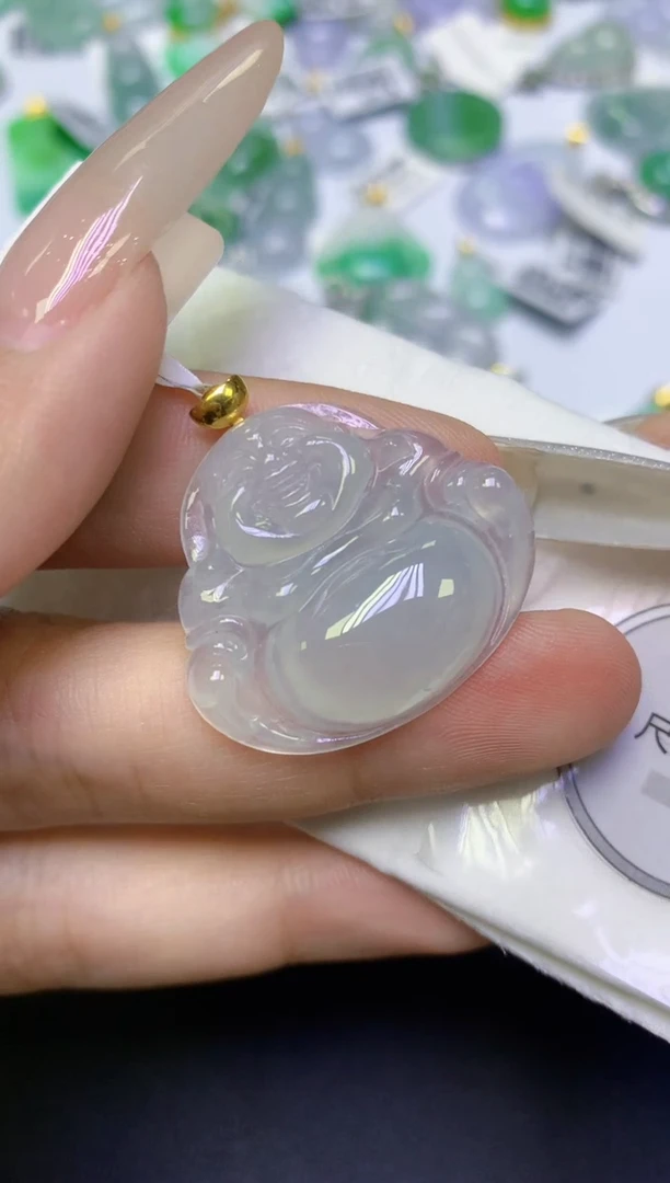 颈饰18K金镶嵌翡翠天然缅甸翡翠A货百元以上9元证书费自理