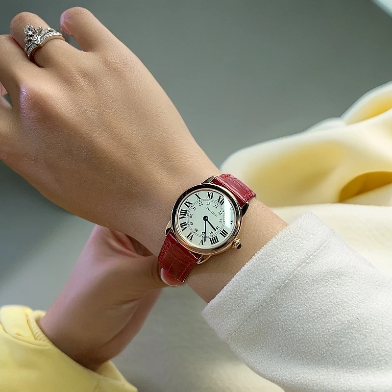 95新 Cartier/卡地亚 29mm小号伦敦W6701007/18k玫瑰金石英女士