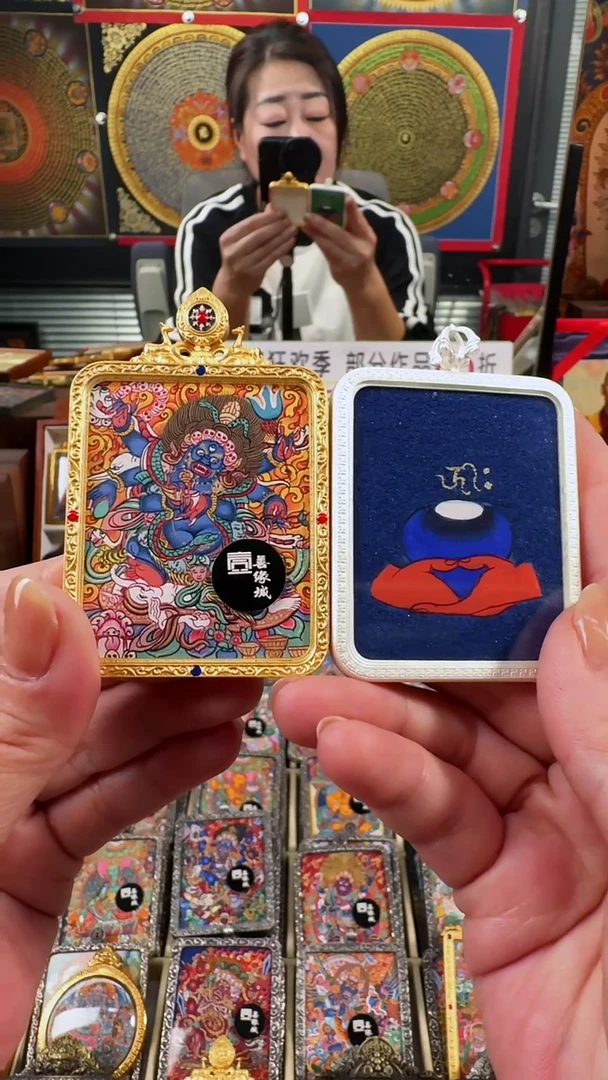 【闪购商品】吊坠壹善缘城手绘唐卡六臂大黑天双面