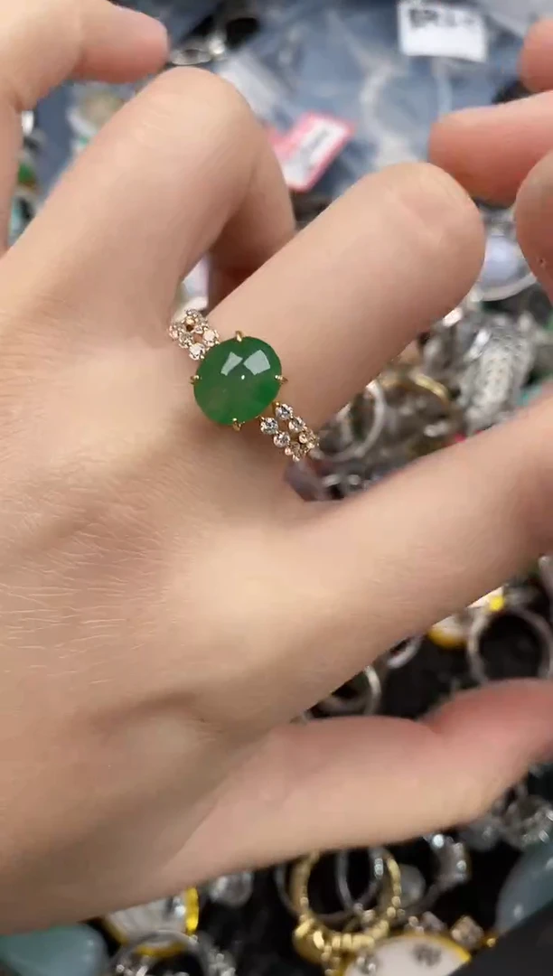 银S925镶嵌戒指翡翠222           9