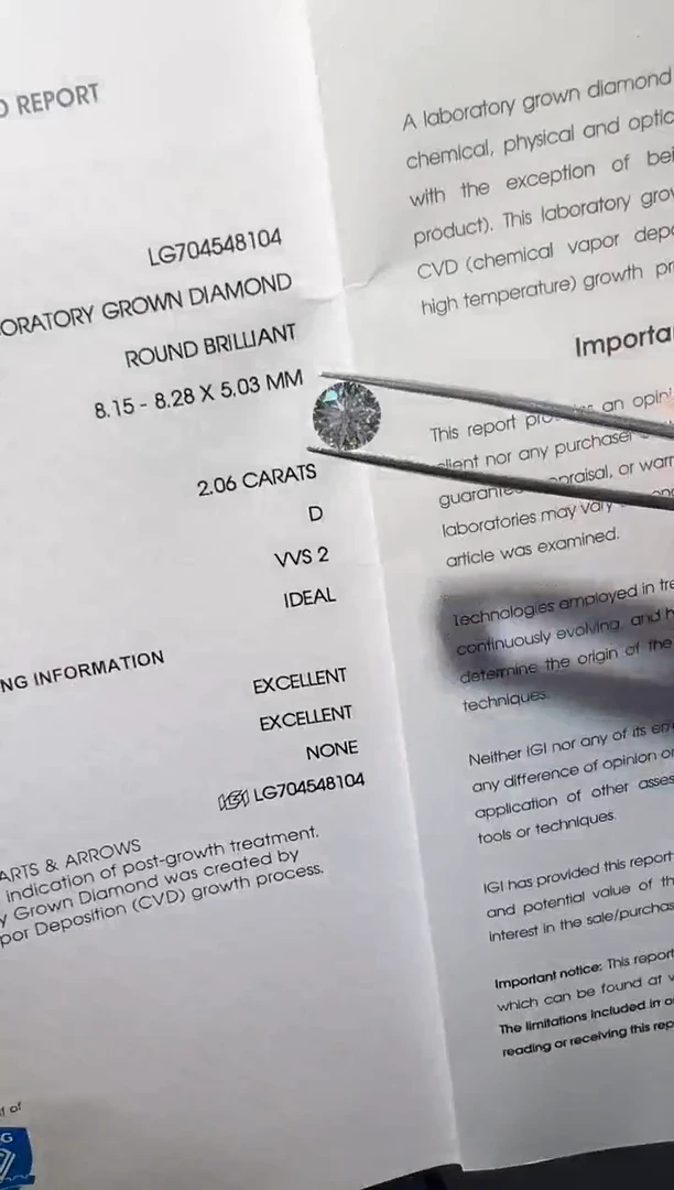 裸石合成钻石D****gLG8104 2.06ct