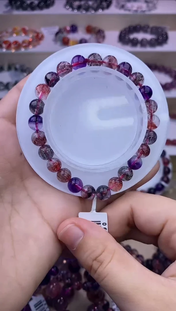 水晶手链未镶嵌黑加仑超七单圈8m+