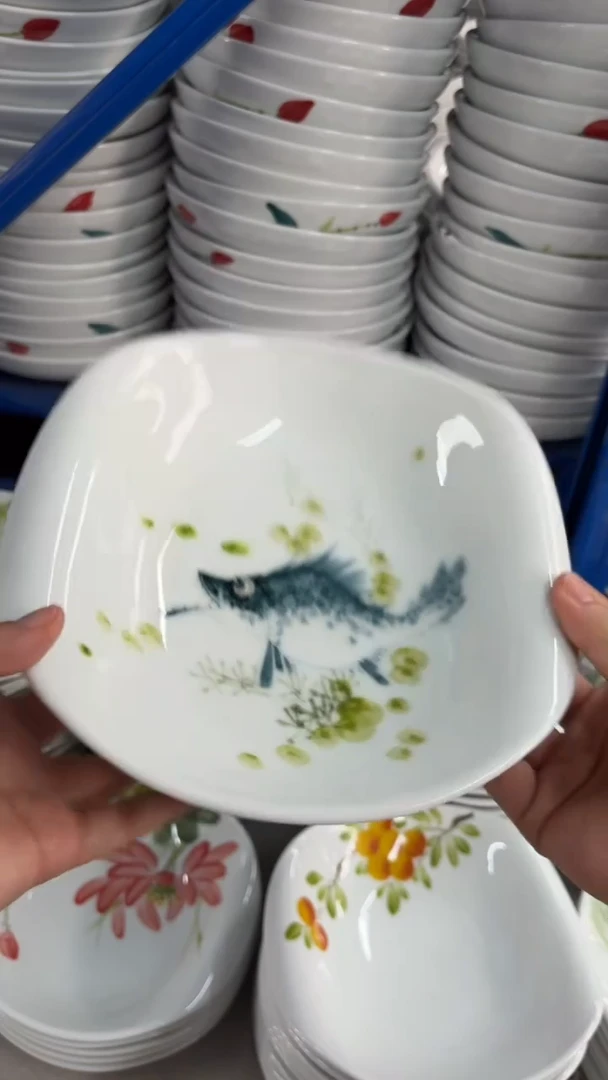 瓷片景德镇高温釉中彩-卷边盘