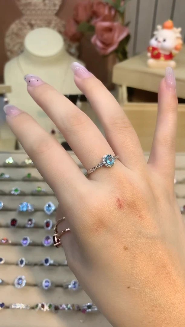 银S925镶嵌戒指托帕石托帕石