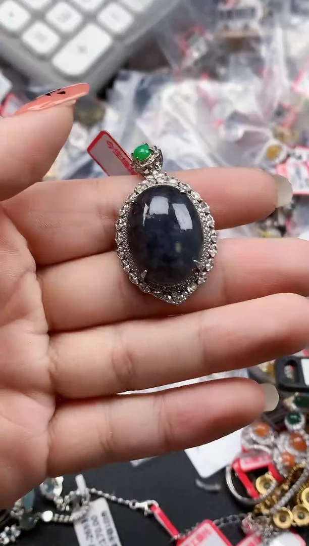 银S925镶嵌戒指翡翠天然A货缅甸翡翠