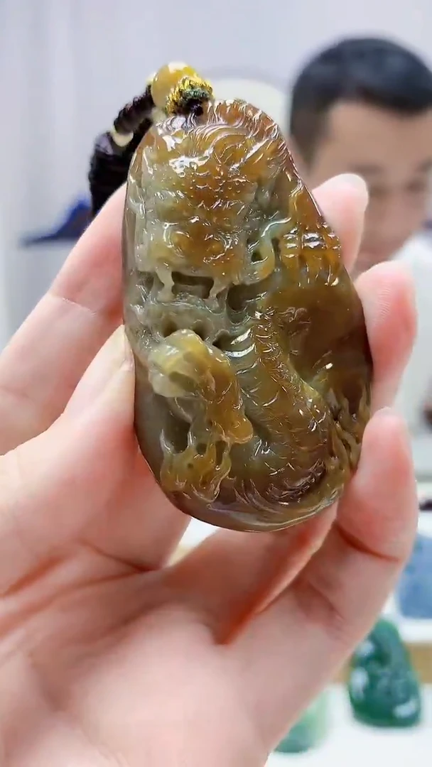 未镶嵌定制翡翠4898zm-毛货挂件龙牌146