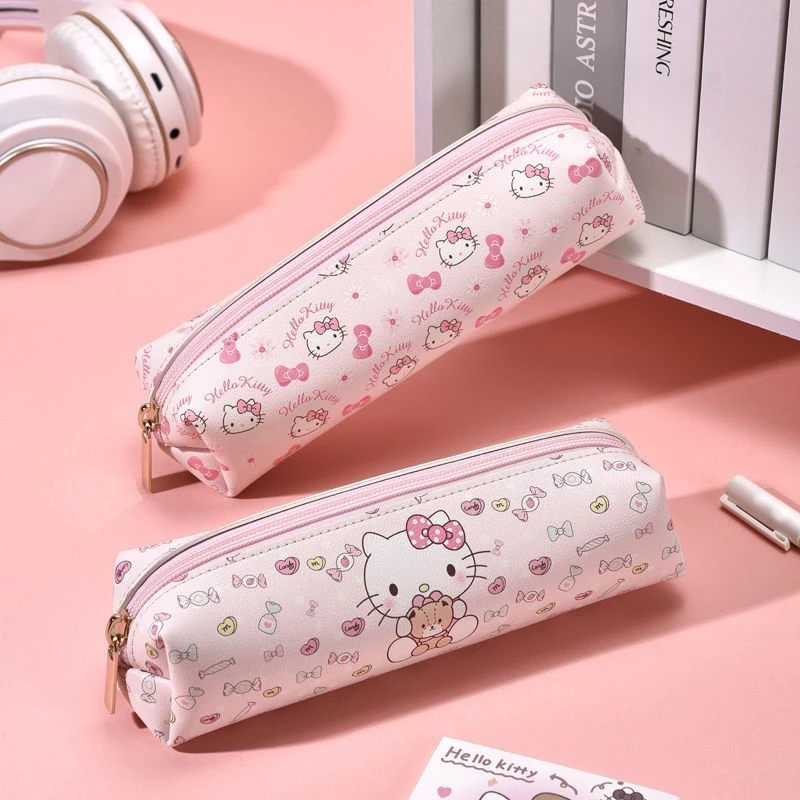 哈喽kt笔袋皮质大容量文具袋儿童小学生用文具盒ins高颜值铅笔盒