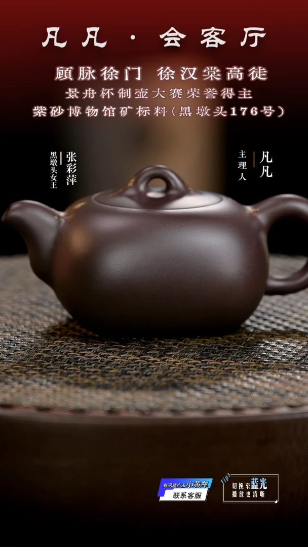 茶壶紫砂ZCP06张彩萍天圆地方黑墩头230CC