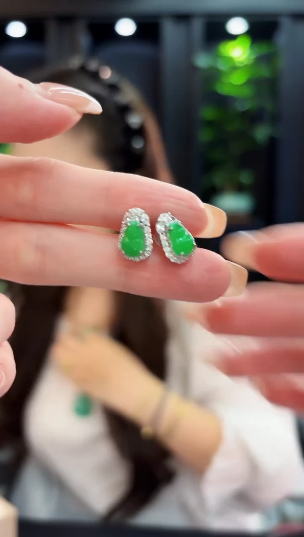 未镶嵌翡翠耳饰 缅料A货/支持复检/一件