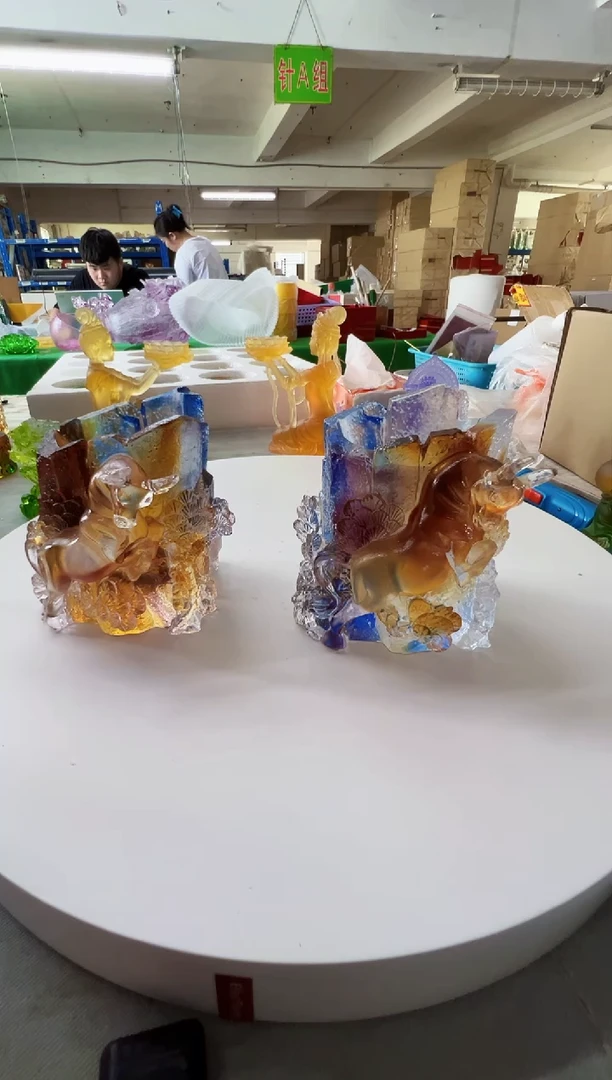 琉璃手工艺品轮*古法琉璃 2 个笔筒摆件