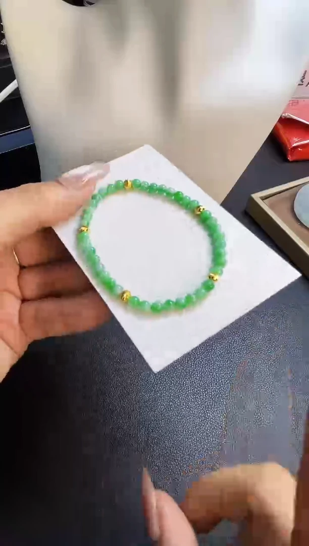 未镶嵌手链翡翠FT1000/5白底青手串