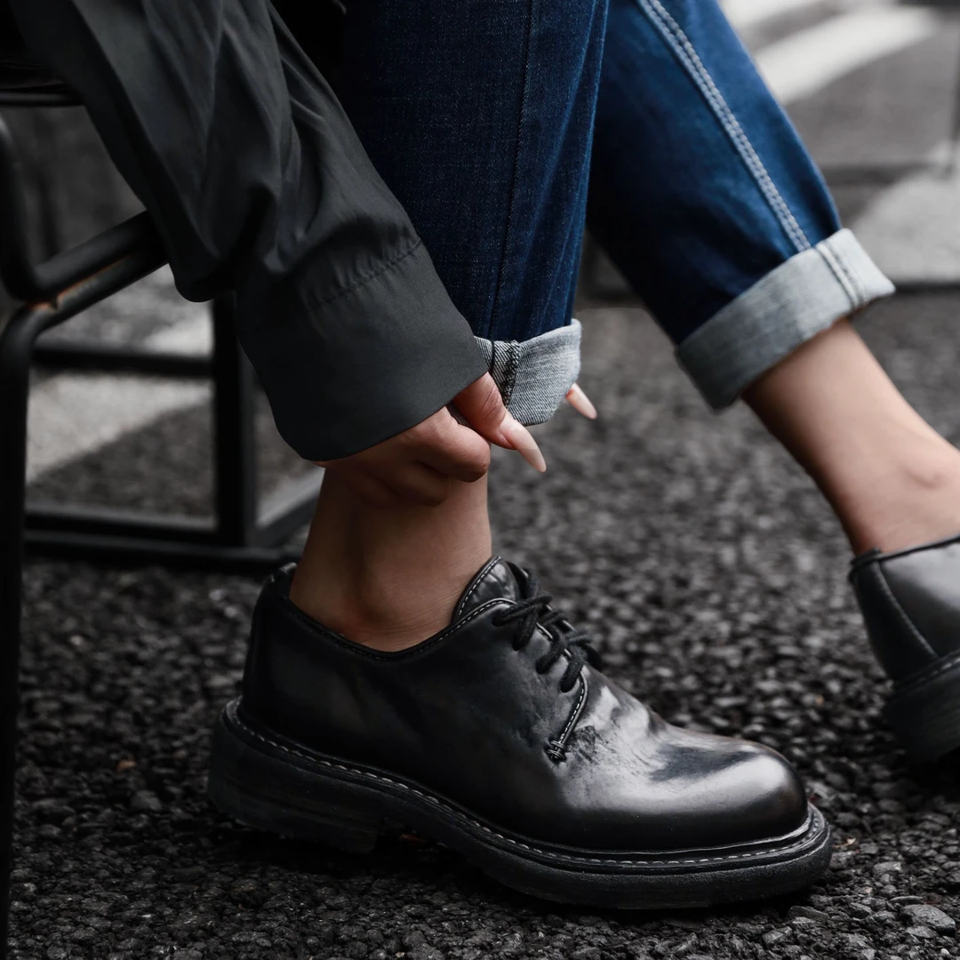 【西部印像】（美式复古）手工皮具复古情侣款马登德比马臀鞋-12797