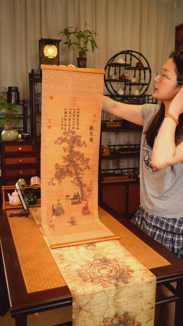听琴图+葫芦挂画