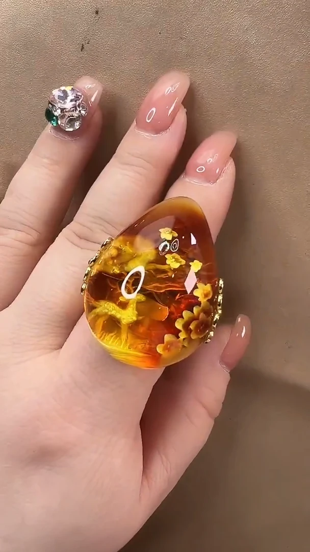 琥珀颈饰未镶嵌戒指