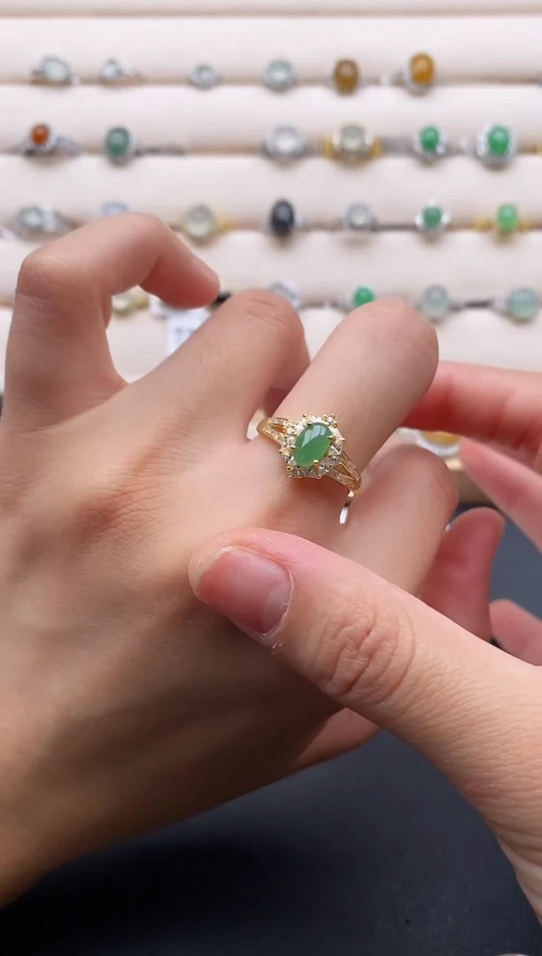 银S925镶嵌戒指翡翠22222222+1