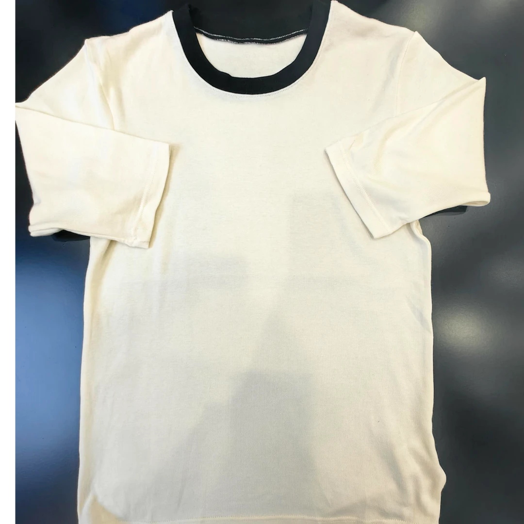 丽婉简设计师春季拼色衫女装五分袖长袖T女常规款