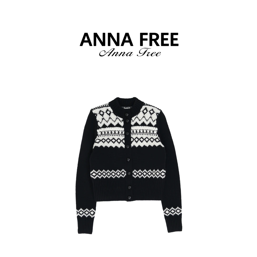 ANNA FREE 冬季立体绣花针织开衫外套短款女设计师款上衣Z8765