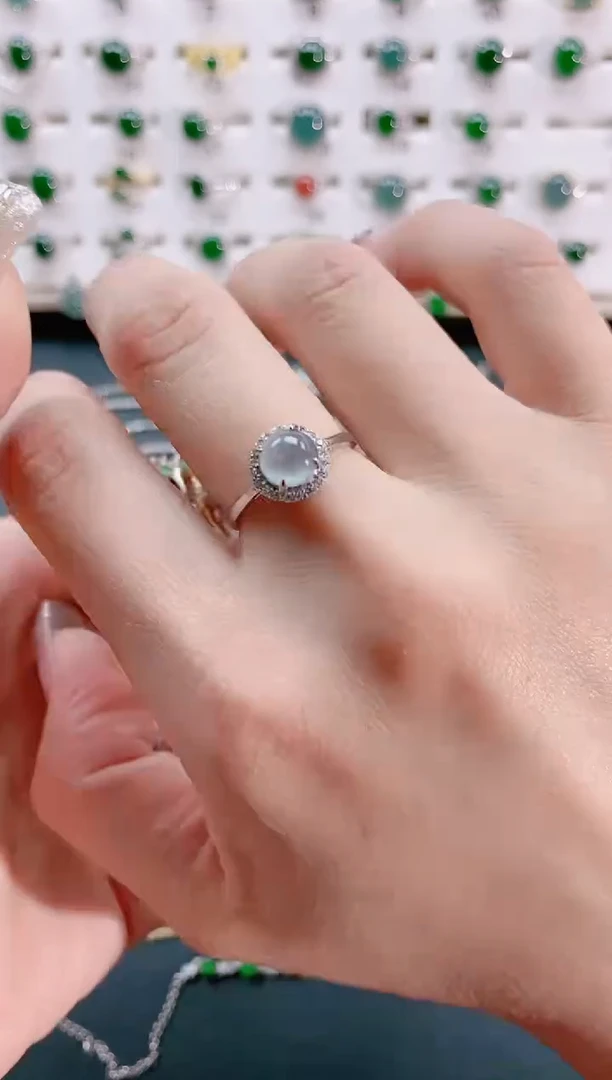 【闪购商品】翡翠戒指银S925镶嵌天然翡翠