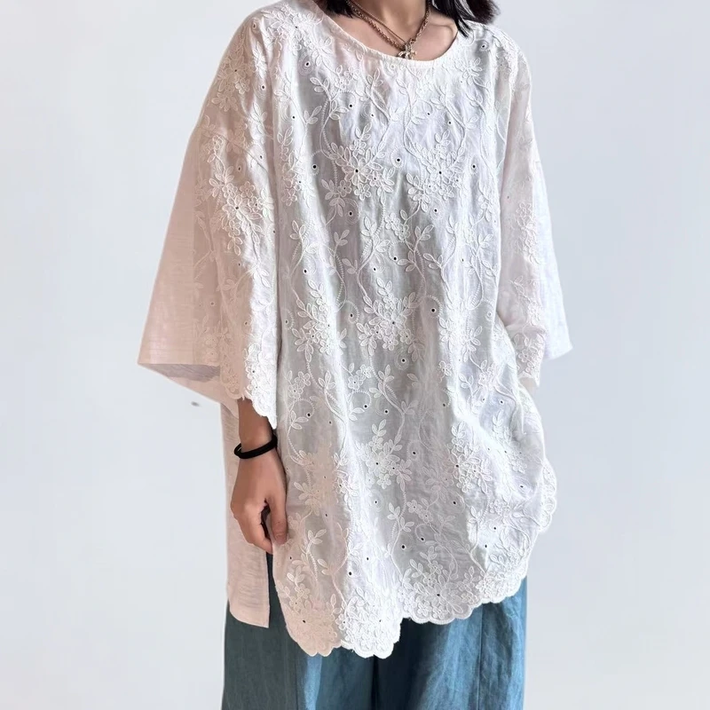 泡菜超薄双面竹节棉刺绣T