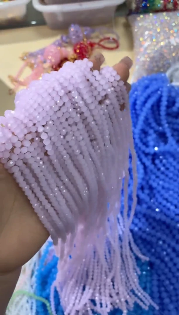 玻璃1692卡6水晶扁10条真粉玉