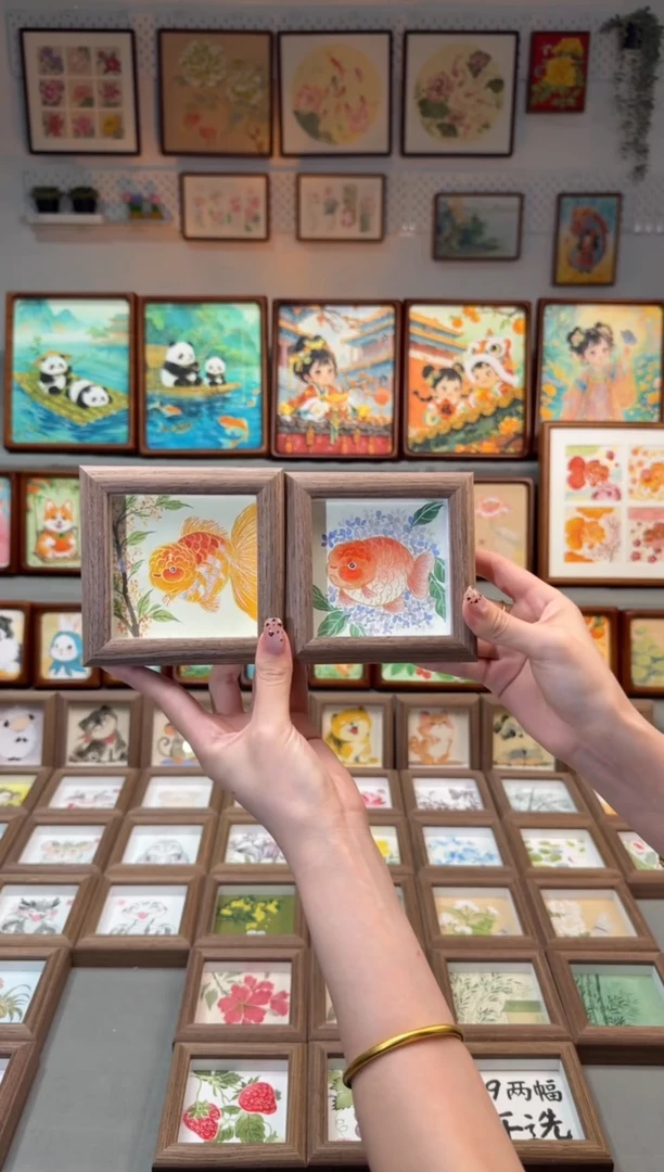 国画桂花小鱼 绣球小鱼 一组11
