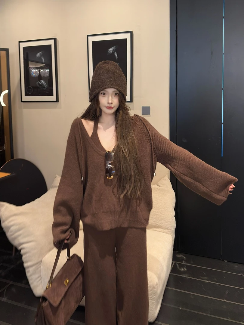 GUIDI GUDI【甜妹学院】休闲百搭运动风三件套套装/黄加蓝