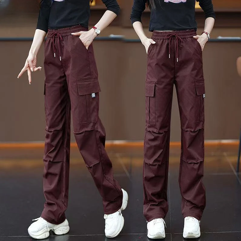 【清仓】工装裤女春秋新款高腰阔腿直筒休闲设计感美式复古运动裤女