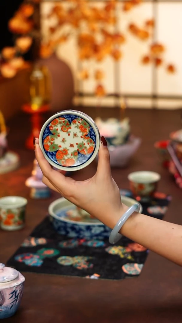 陶栖堂红绿彩盖置