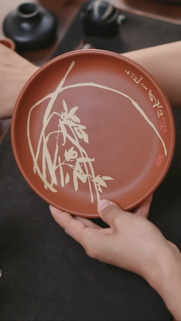 二生陶作不完美刻填干泡盘02