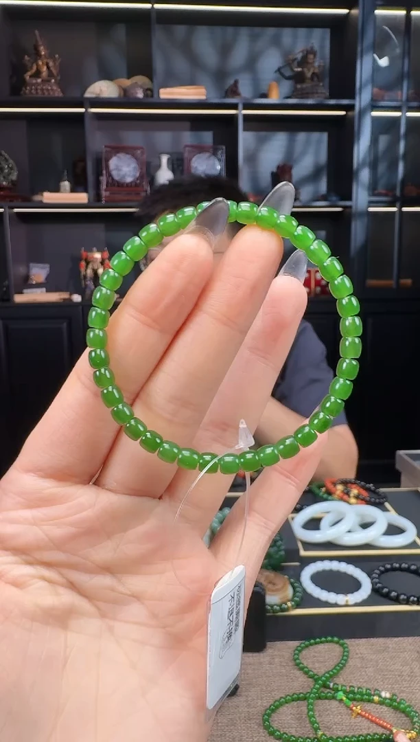 和田玉未镶嵌颈饰5mm碧玉极致手串