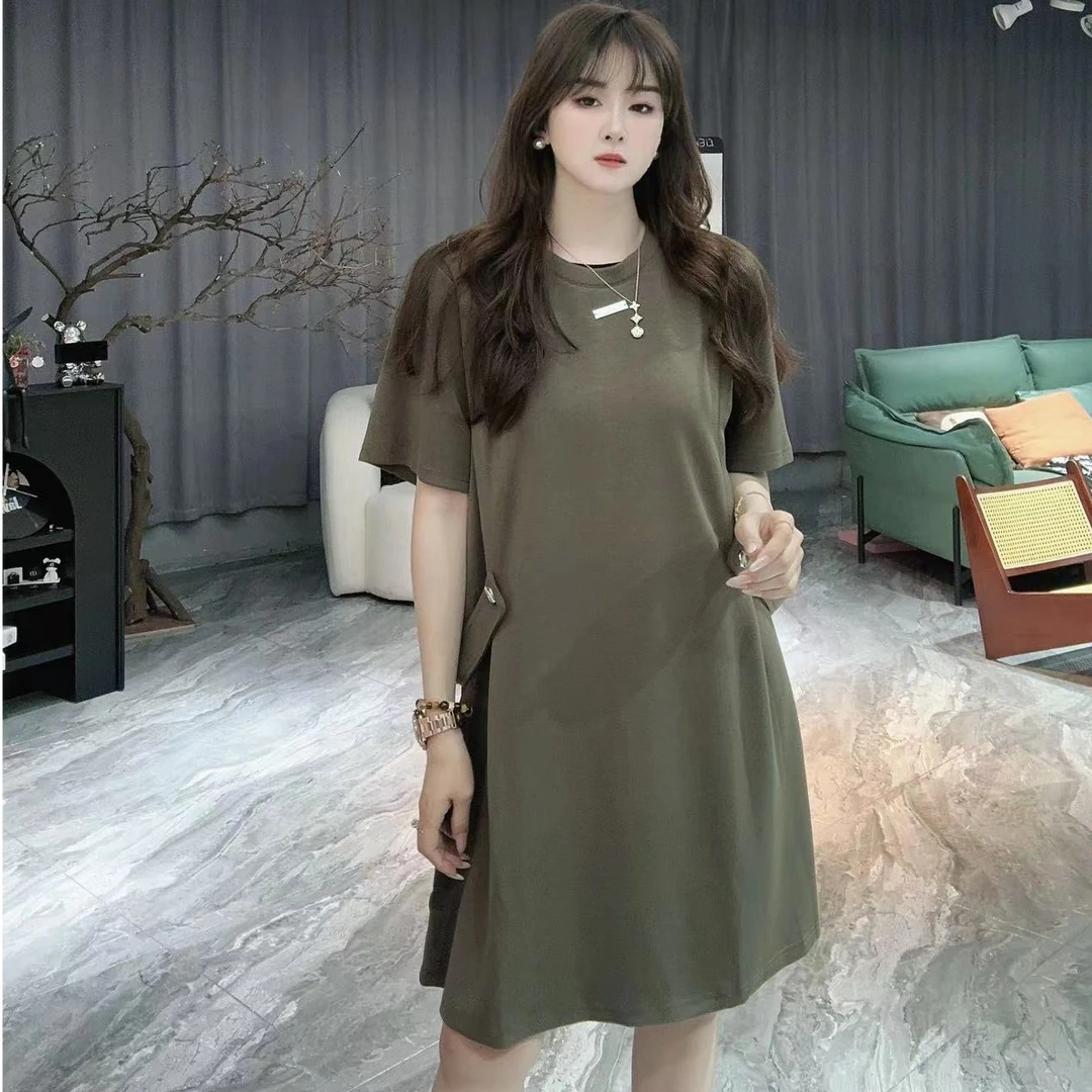 小凉家（L）8625*春季新款宽松简约圆领连衣裙
