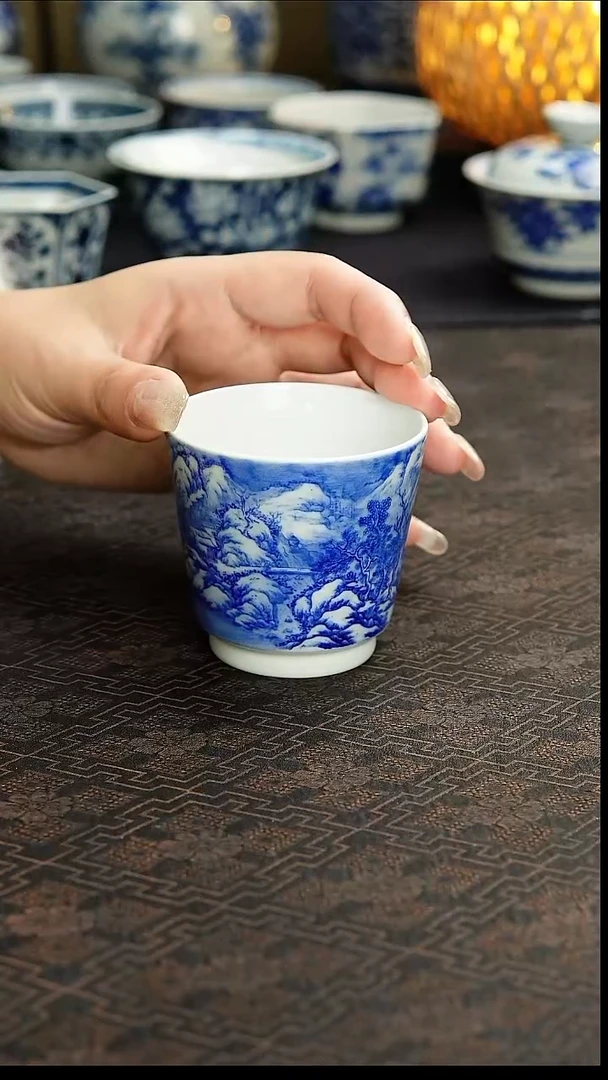 陶瓷天福雪景直筒杯