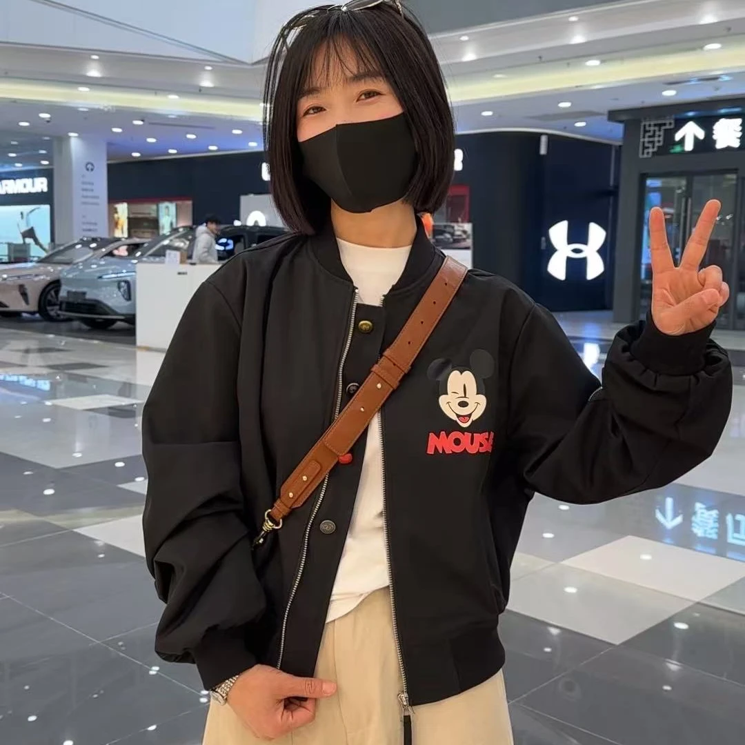韩版米奇印花休闲外套女2025春季新款小众夹克今年流行爆款上衣潮
