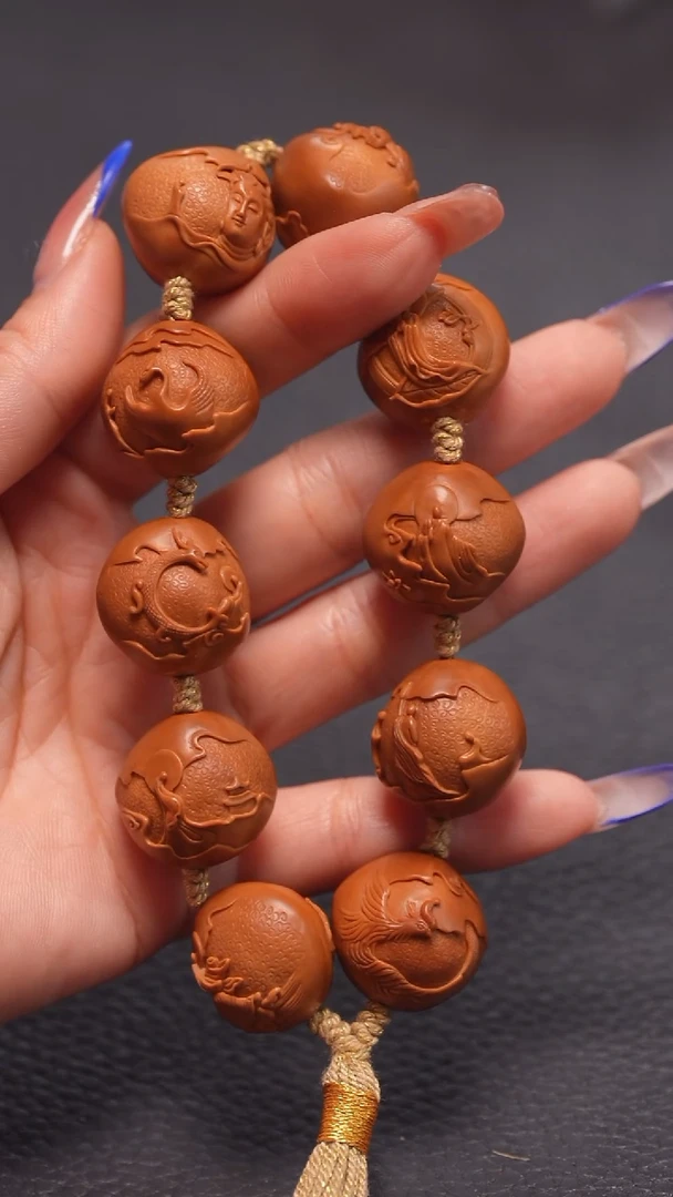 手串橄榄核2.2双面瑞兽无相