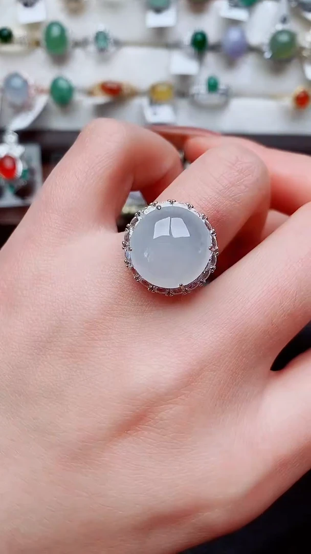 银S925镶嵌戒指翡翠...