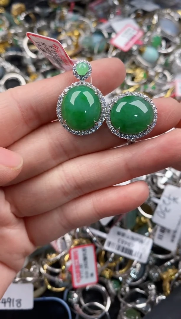 银S925镶嵌戒指翡翠999   1