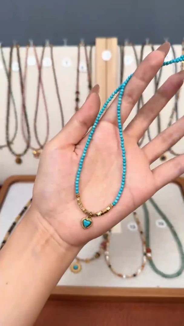 项链钛钢石英质玉蓝爱