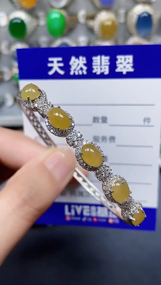 银S925镶嵌手镯翡翠334