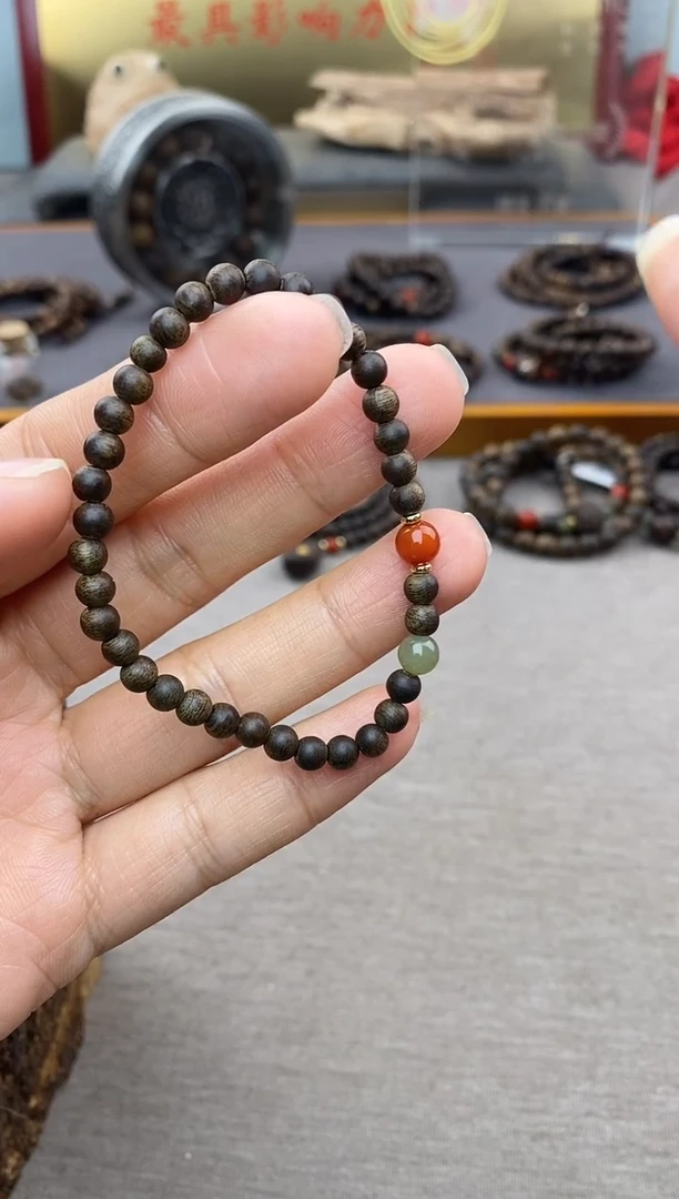 【闪购商品】沉香手串芽庄白棋楠04单圈＋配饰