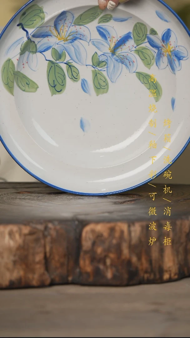 瓷片景德镇高温釉下彩可微波烤箱洗碗机
