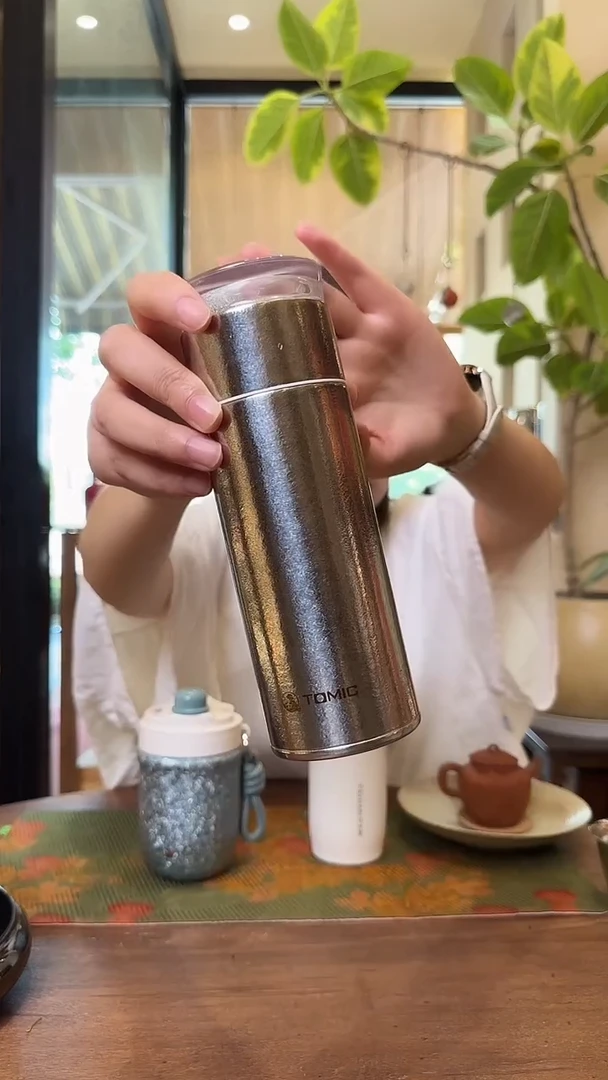 银色茶水分离杯纯钛