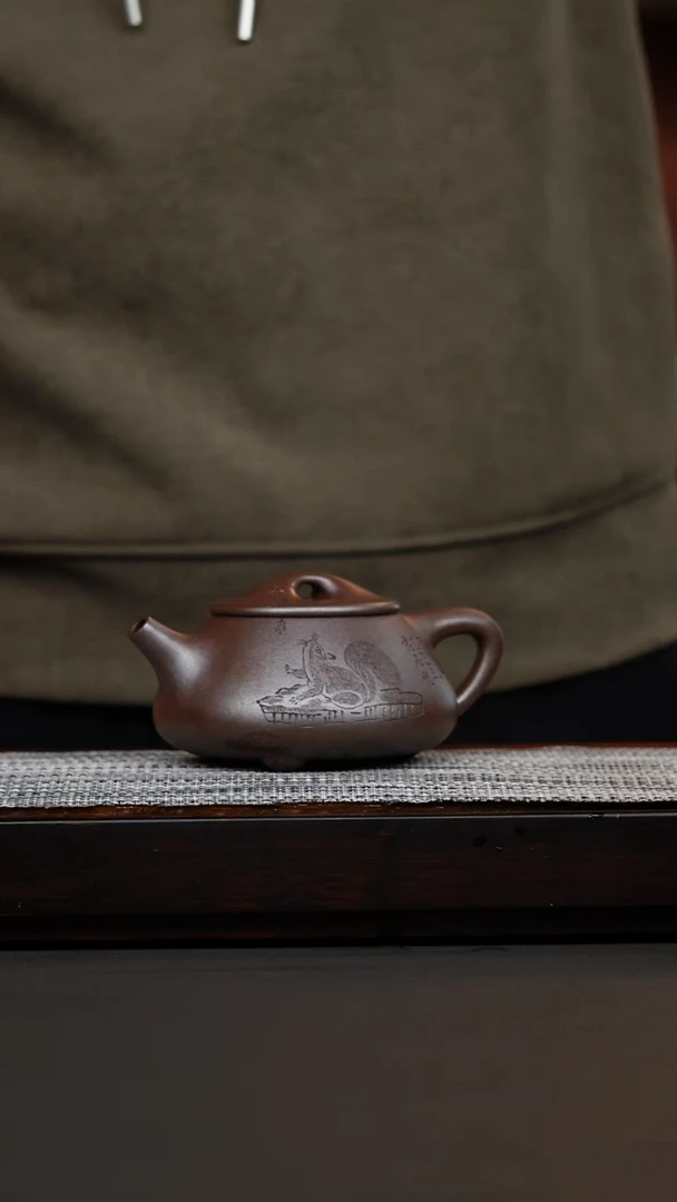 茶壶紫砂韩惠琴·朱泥柴烧景舟石瓢