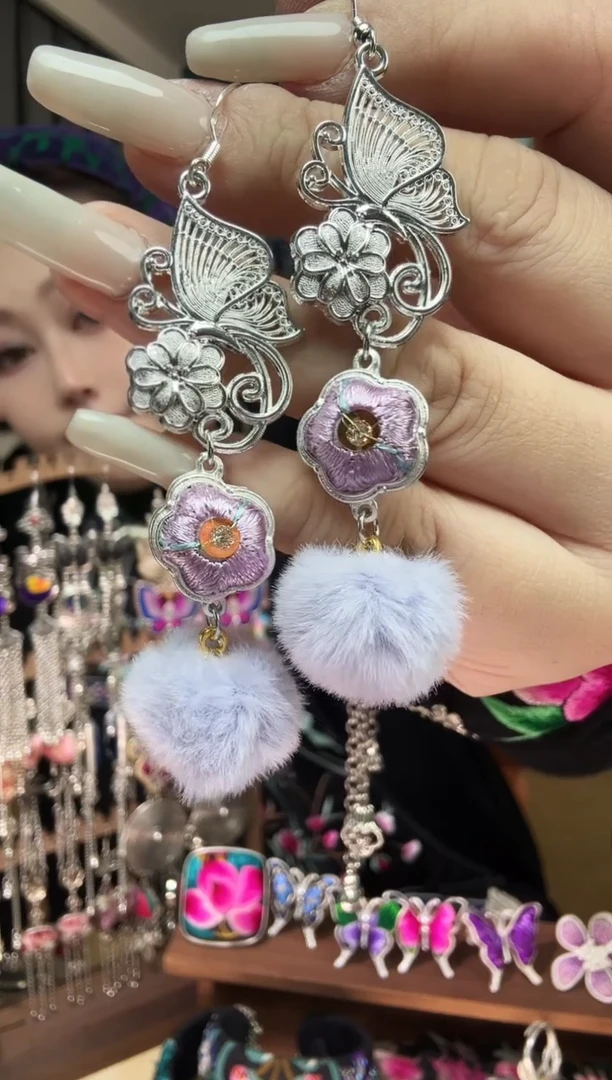 刺绣纯手工民族风刺绣耳环