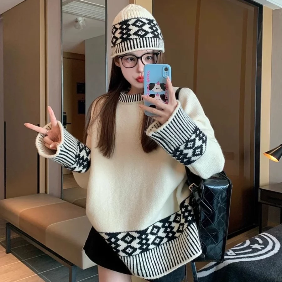 王美丽本丽-no退no换 谨慎下单32726菱形格条纹毛衣