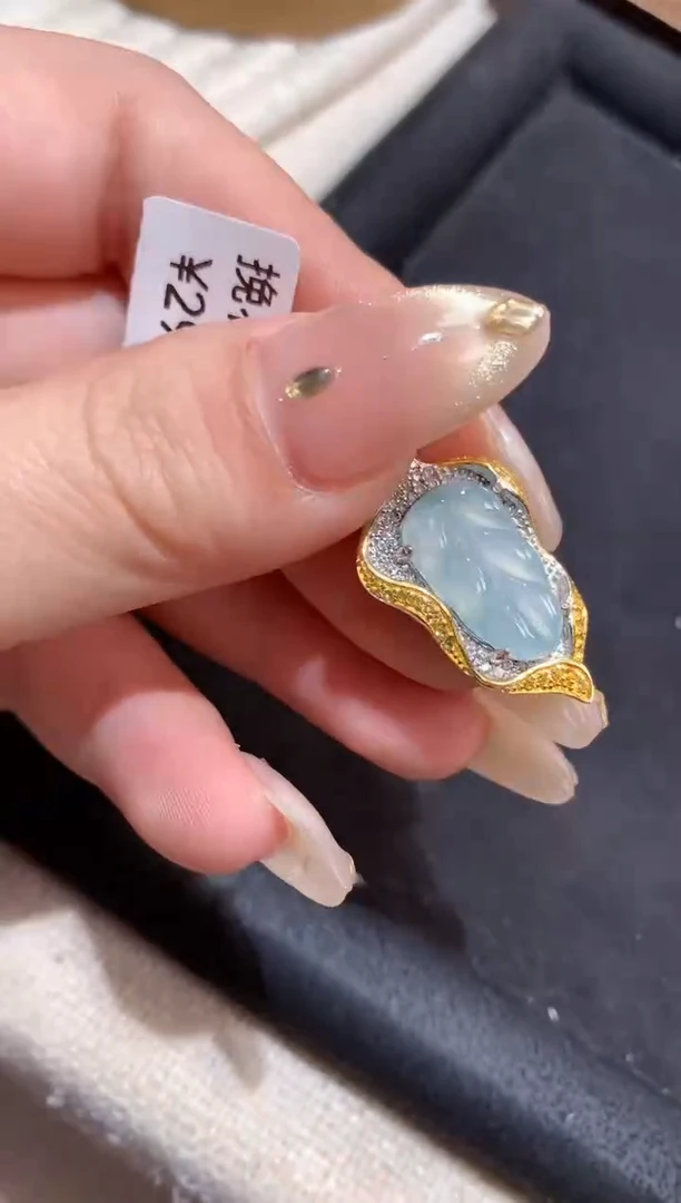 吊坠(不含链)银S925镶嵌翡翠【挽石珠宝】叶子