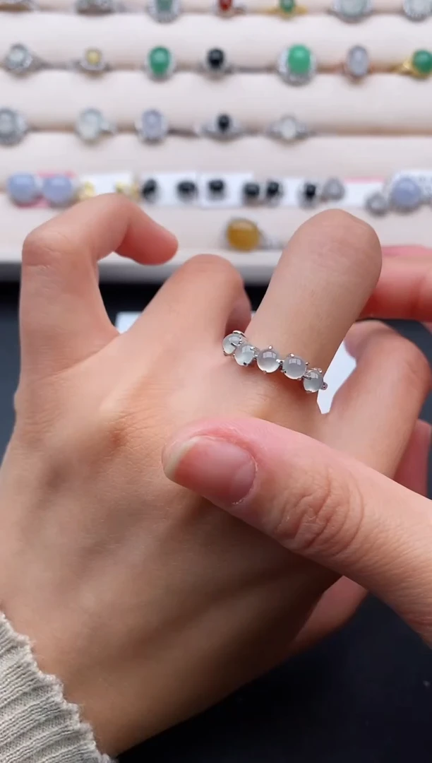 银S925镶嵌戒指翡翠111111111+4